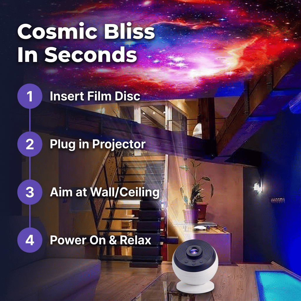 HD Galaxy Star Projector - Silent operation for a peaceful and calming sleep environment